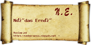 Nádas Ernő névjegykártya